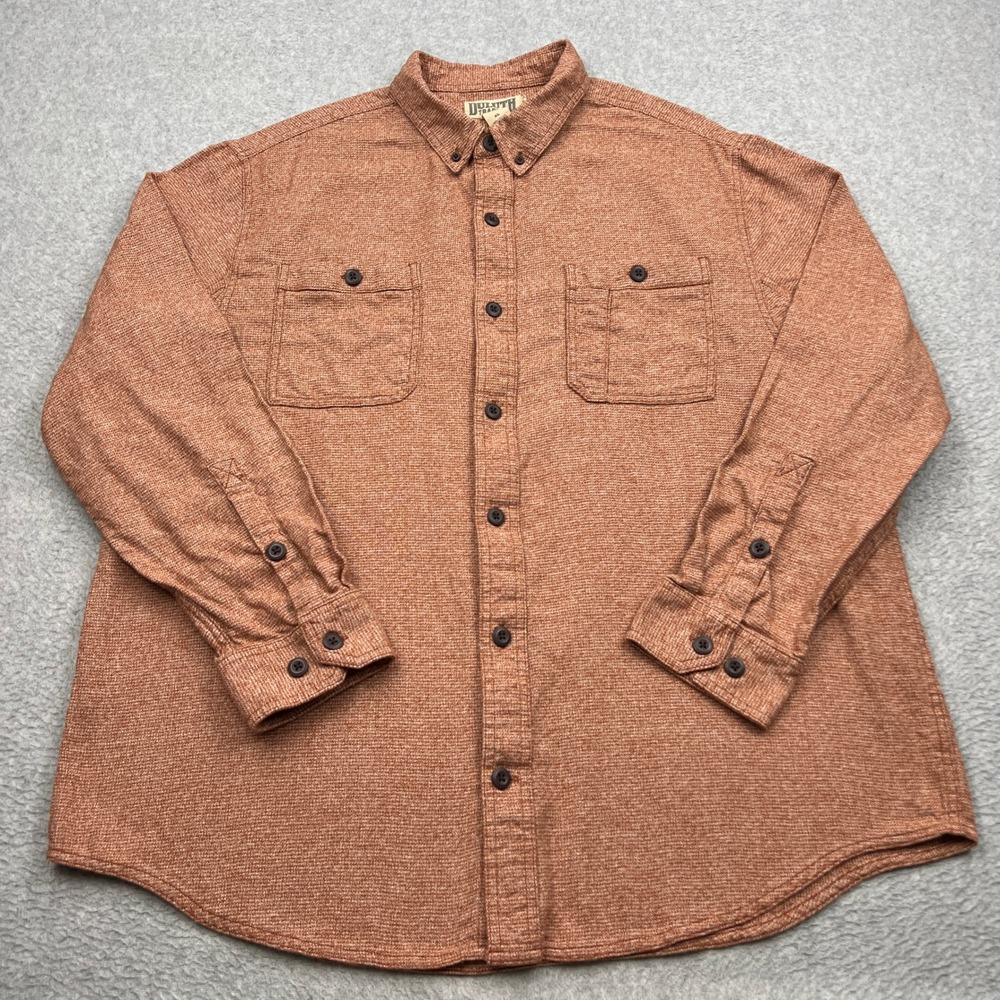 Duluth Trading Kennesaw Shirt Mens XL Rust Woven Relaxed Fit Long Sleeve Cotton